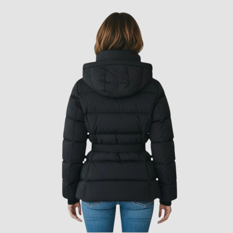 Veste d'hiver pour femme en duvet avec taille ceinturée et poignets