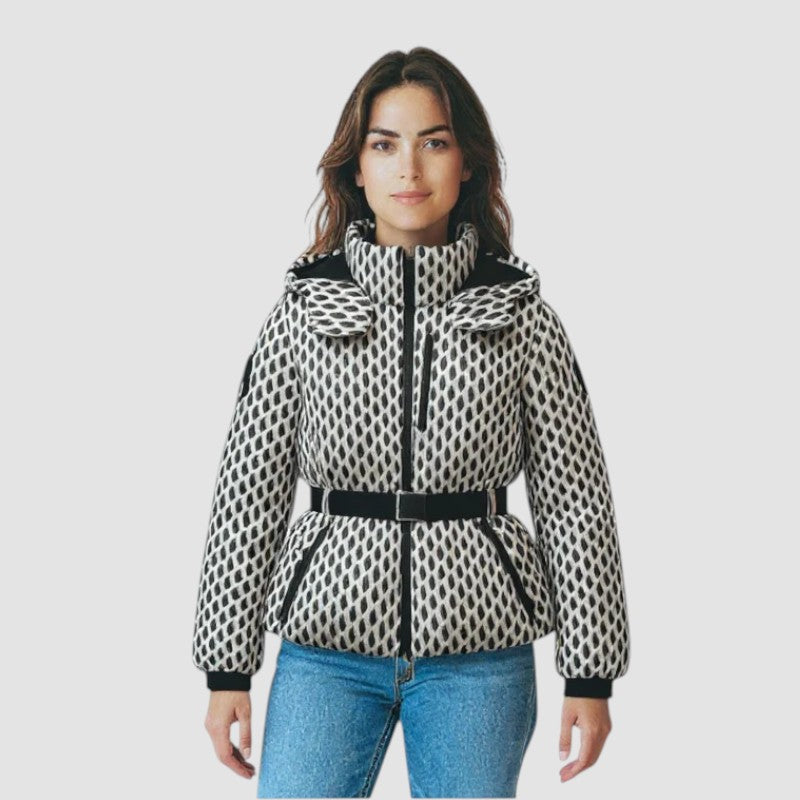 Veste d'hiver pour femme en duvet avec taille ceinturée et poignets