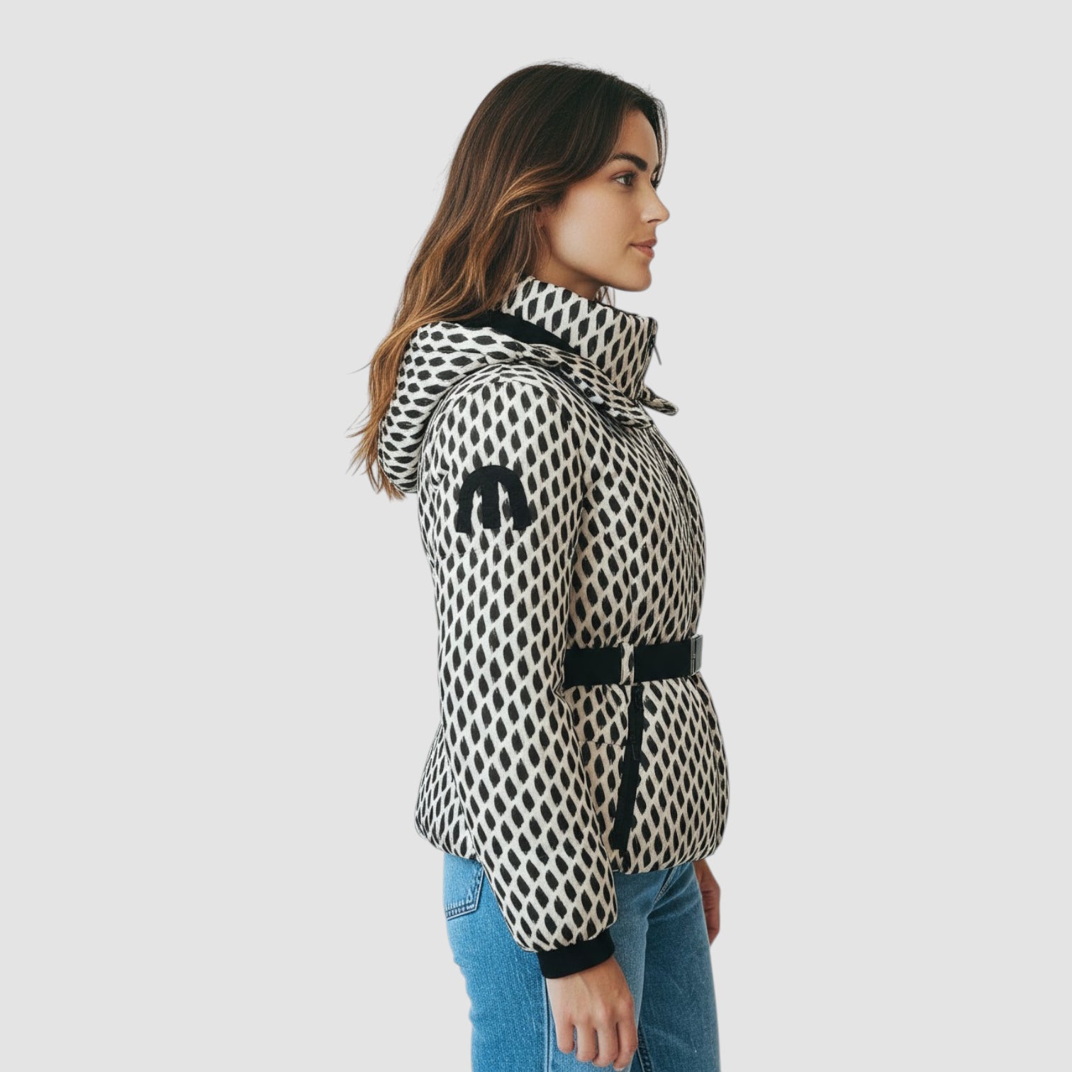 Veste d'hiver pour femme en duvet avec taille ceinturée et poignets