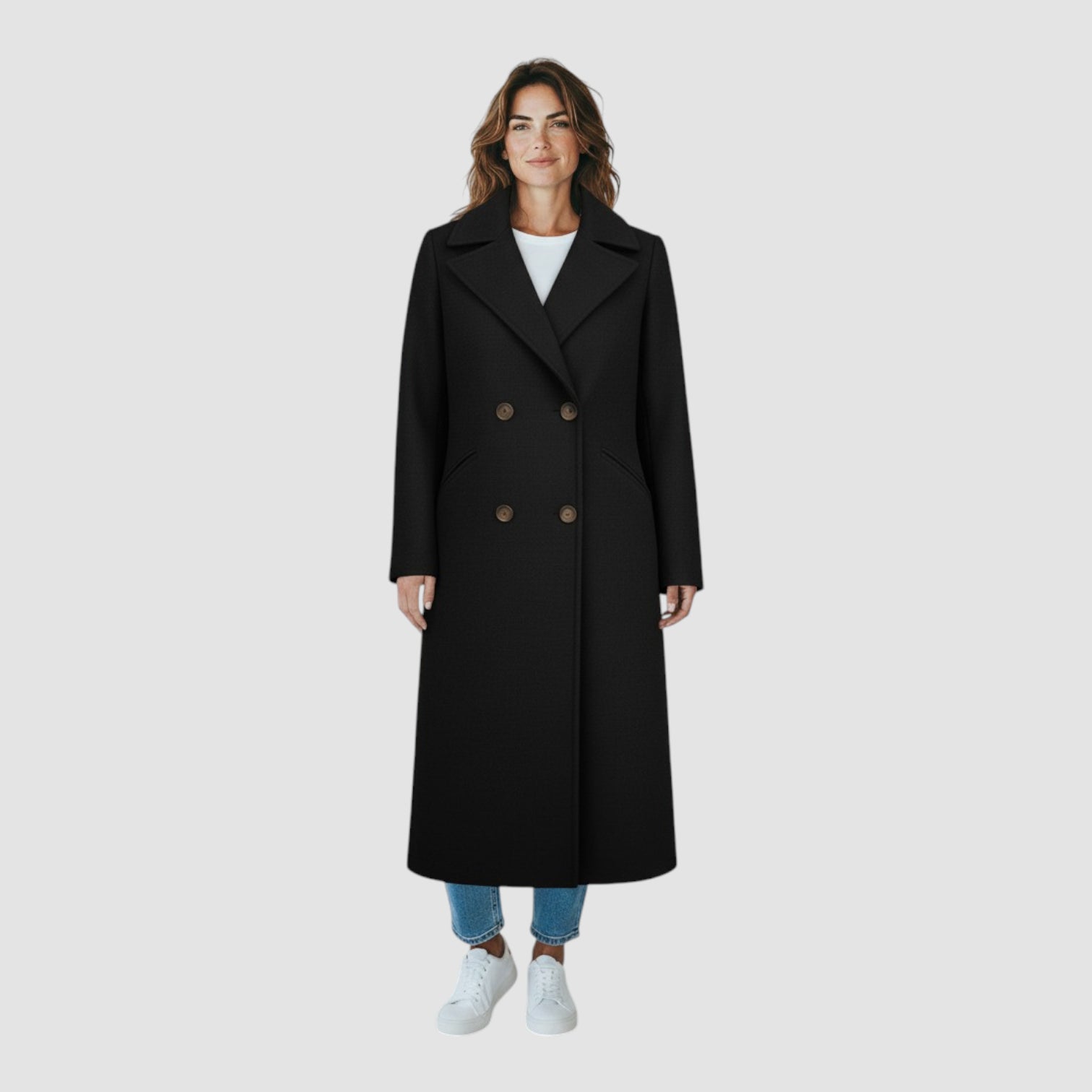 Manteau Femme Automne-Hiver à Double Boutonnage – Doublé Laine Confortable