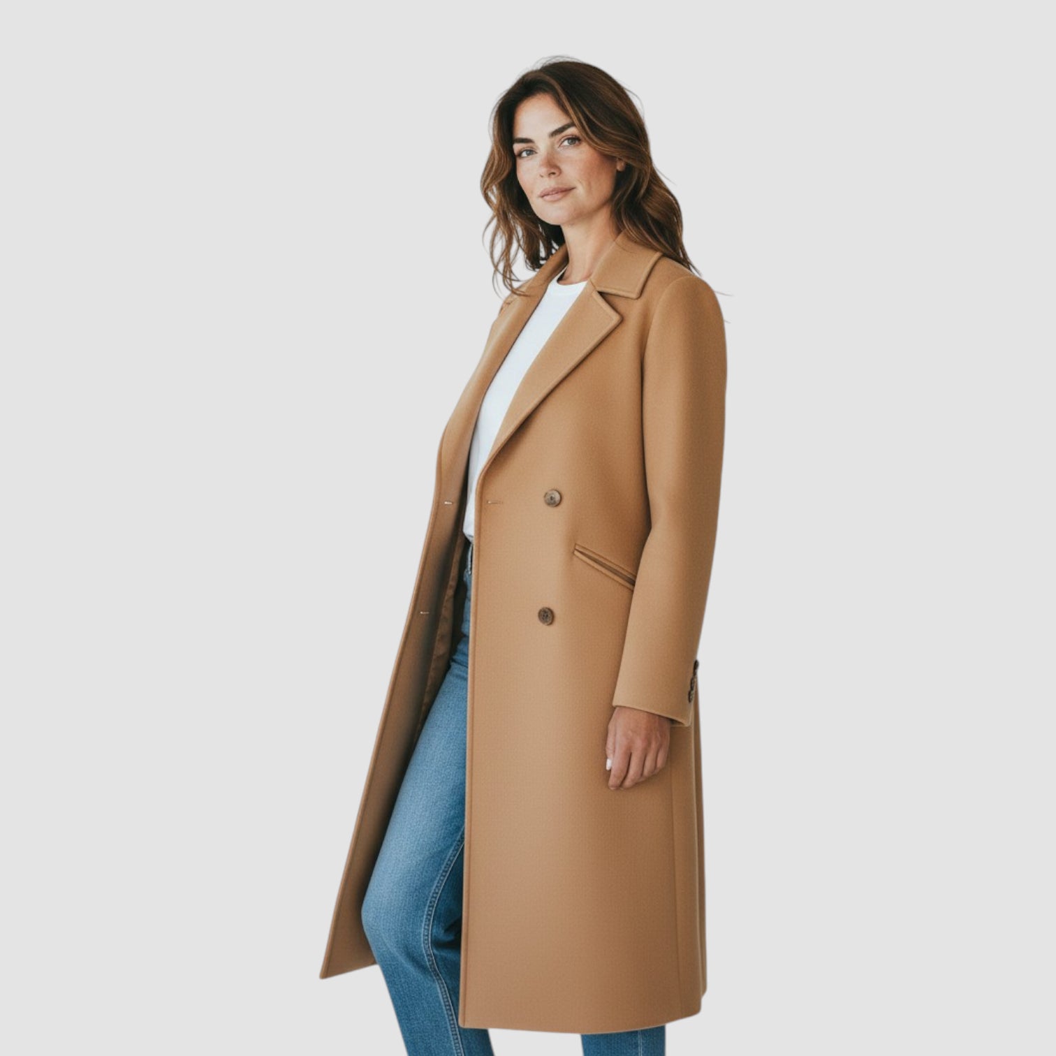 Manteau Femme Automne-Hiver à Double Boutonnage – Doublé Laine Confortable