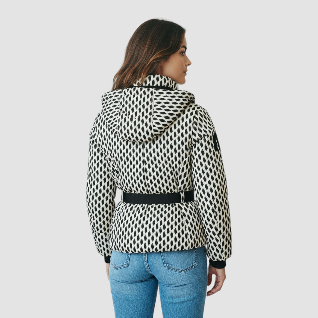 Veste d'hiver pour femme en duvet avec taille ceinturée et poignets